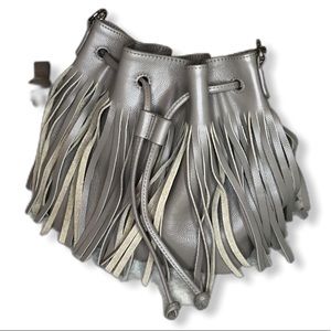 Leather Fringe Bucket Bag/Purse